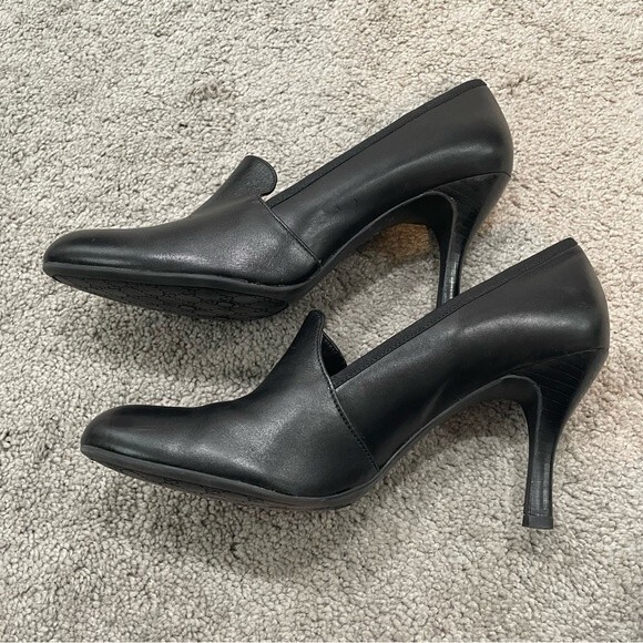 Franco Sarto Riva Black Leather Pump Heels Size 10 - Picture 4 of 11